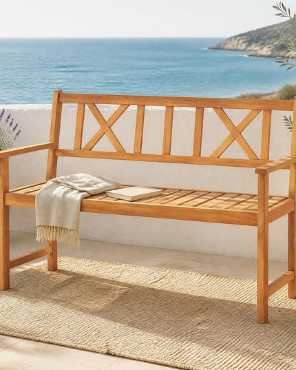 GIANTEX 2-Person Outdoor Acacia Wood Loveseat Bench