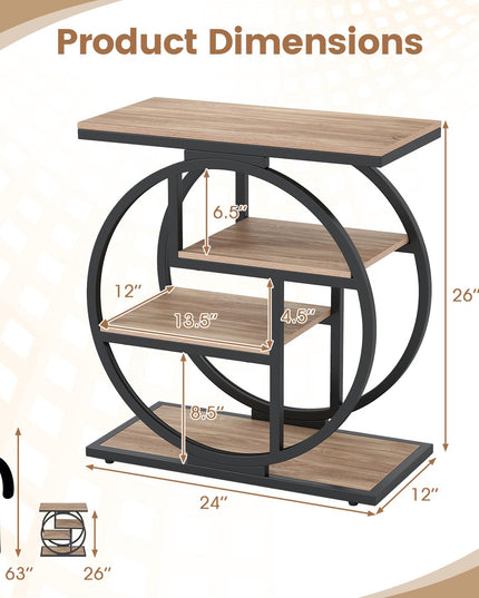 GIANTEX 4-Tier Narrow End Table with Storage & Geometric Metal Frame (1/2)