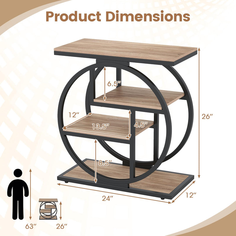 GIANTEX 4-Tier Narrow End Table with Storage & Geometric Metal Frame (1/2)