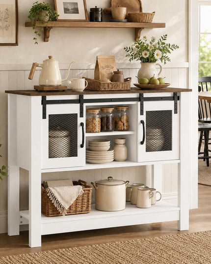 GIANTEX 40" Farmhouse Sideboard Buffet w/Sliding Barn Doors