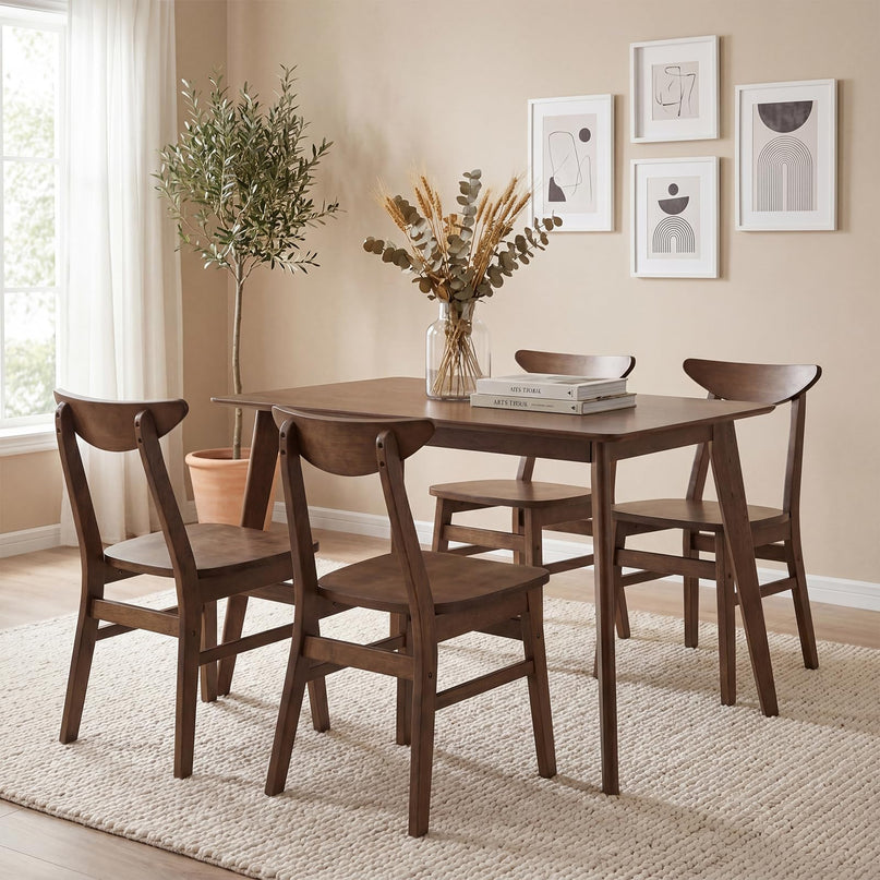 Giantex 5-Piece Dining Table Set for 4 Mid-Century Modern Kitchen Table and Chairs Set