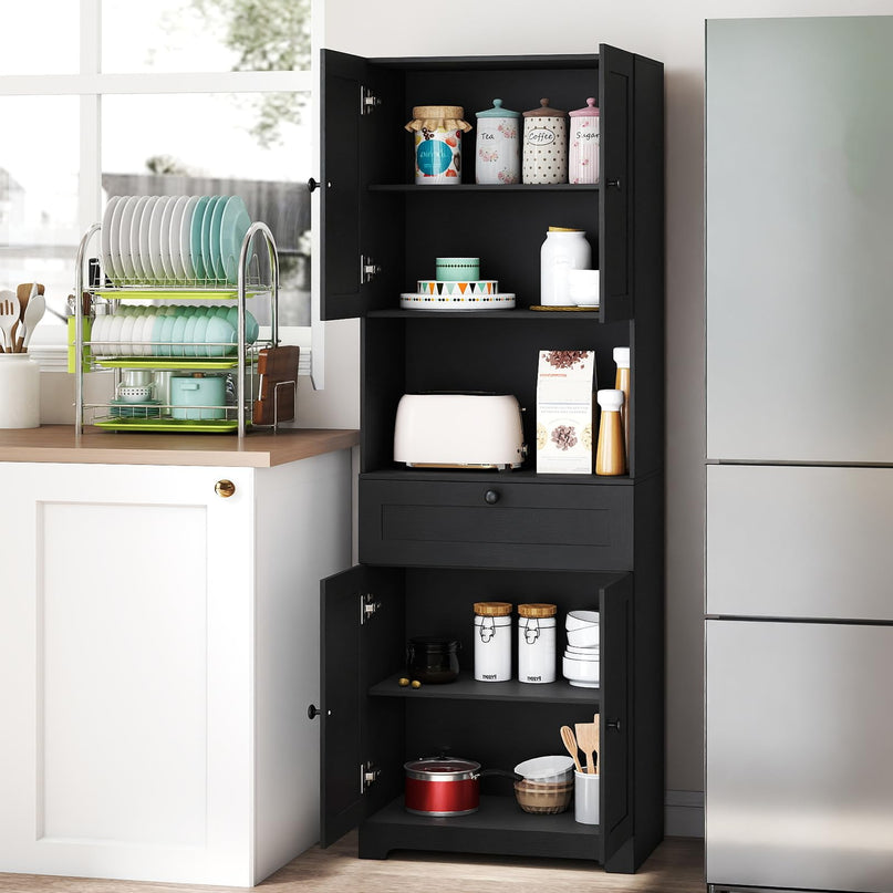 Armoire de Cuisine Autoportante Moderne Giantex de 171 cm de Haut avec 4 Portes et 1 Tiroir