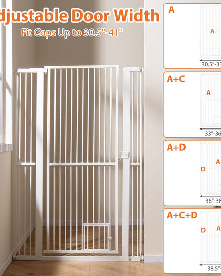 Giantex 59'' Extra Tall Pet Gate for Large Dogs & Cats | Adjustable 30.5''–41'' Wide Dog Gate