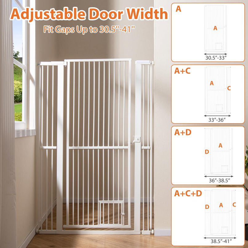 Giantex 59'' Extra Tall Pet Gate for Large Dogs & Cats | Adjustable 30.5''–41'' Wide Dog Gate