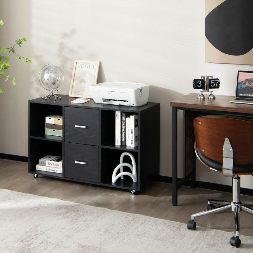 Giantex File Cabinet Office Organization - Filing Cabinet W/ 2 Drawers, 4 Open Compartments