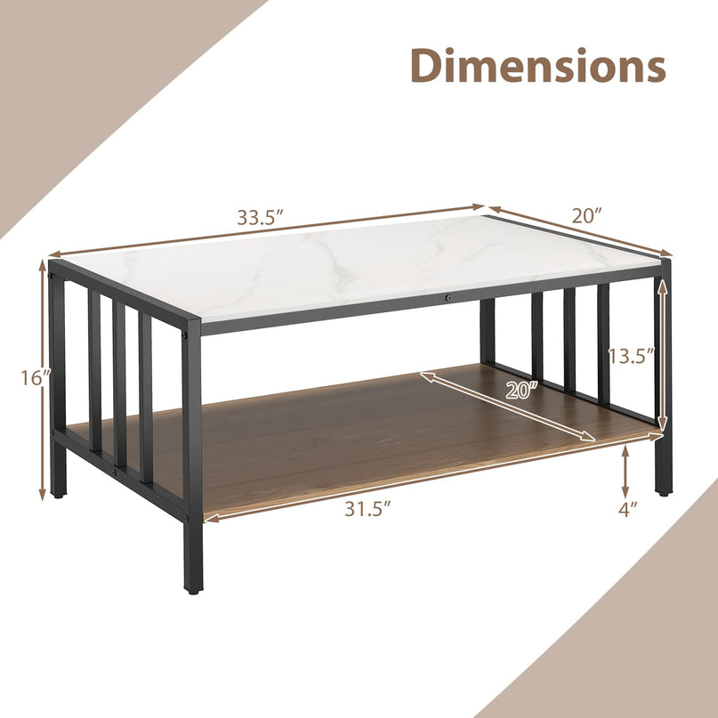 Giantex 2-Tier Coffee Table with Storage