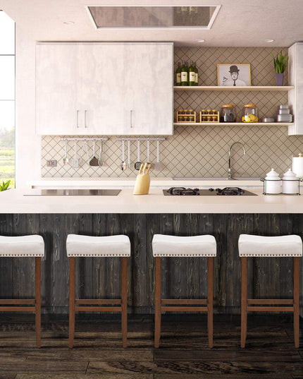 Giantex Backless Counter Height Stools with Brass Nail Head Studs