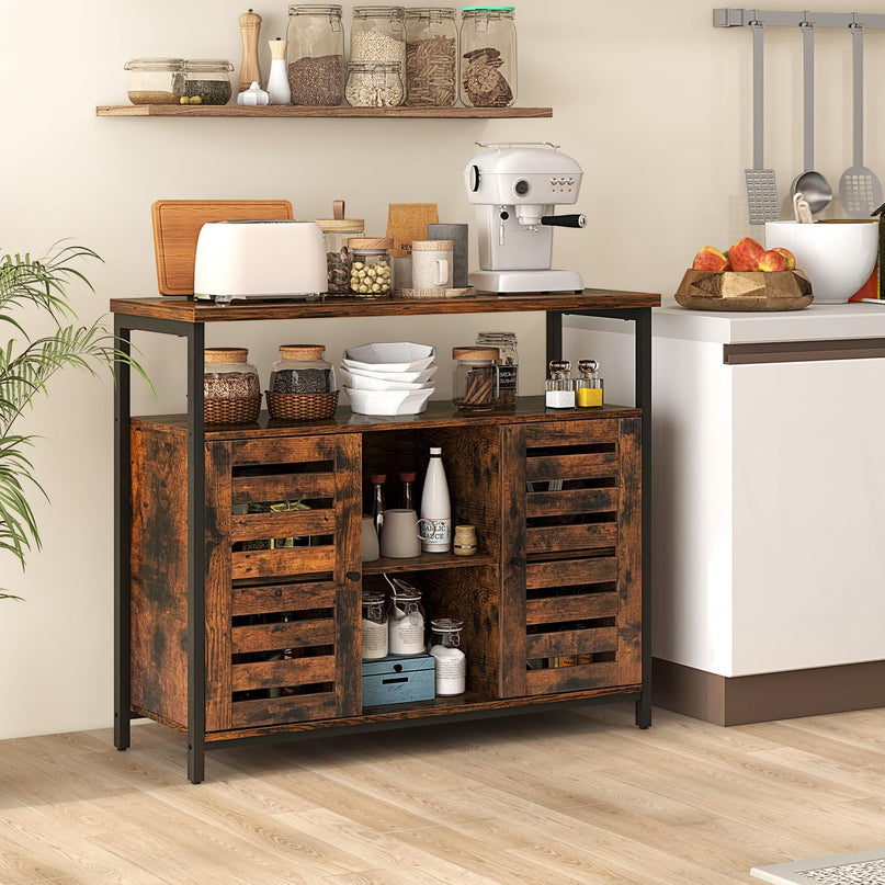 Giantex Buffet Cabinet, Kitchen Sideboard with 2 Storage Cupboards, Open Shelves, 2 Cubes, Anti-Tipping Kits