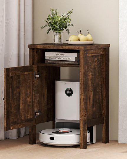 Giantex Robot Vacuum Storage Cabinet Farmhouse End Table