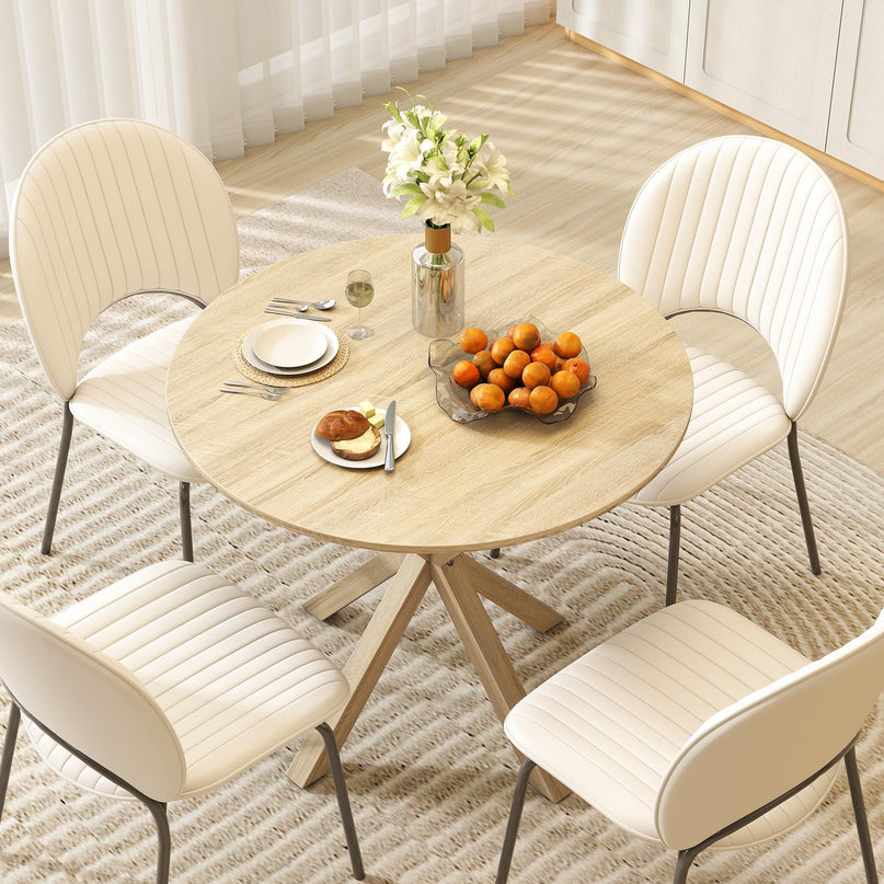 Giantex 36" Round Dining Table for 4 with Rubber Wood Legs