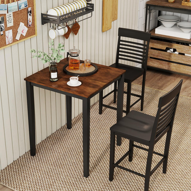 Table à manger carrée Giantex 30"x30"x36" avec cadre en bois d'hévéa massif