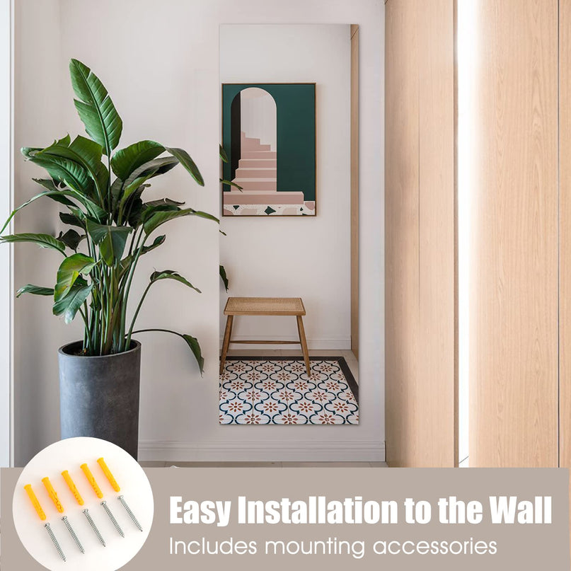 CHARMAID Wall Mounted Mirror Full Length, Frameless Dressing Mirror, 43" x 15"
