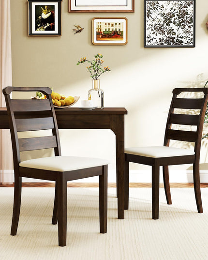 Giantex Wooden Dining Chairs Set of 2/4, Upholstered Kitchen Chairs w/Rubber Wood Frame, Padded Seat