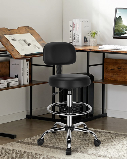 Giantex PU Leather Drafting Chair, Tall Office Chair