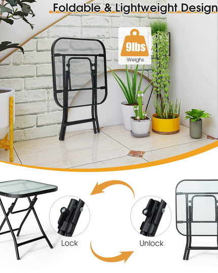 Giantex Folding Side Table, Square Small Patio Table