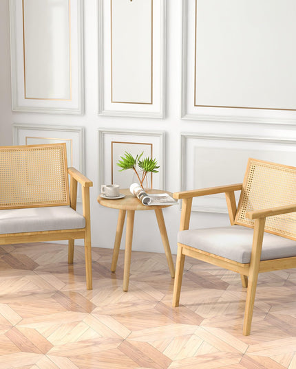 Giantex Modern Rattan Accent Chair Set of 2/4, Mid Century Accent Chairs w/Curved Backrest