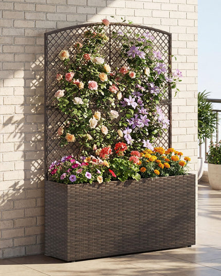 Jardinière haute en rotin PE Giantex 58"/49" avec doublure et drainage