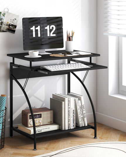 Giantex Computer Desk for Small Spaces, 27.5" Laptop Table with Pull-Out Keyboard Tray & Bottom Storage Shelf