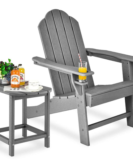 Adirondack Chair with Side Table, Outdoor Fire Pit Chair Set with End Table, White