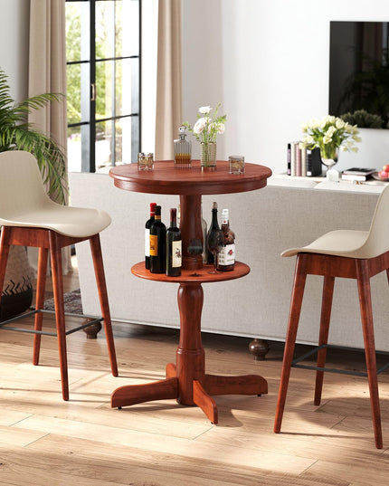 Giantex 2 Tier Tall Round Dining Table with Pedestal Base