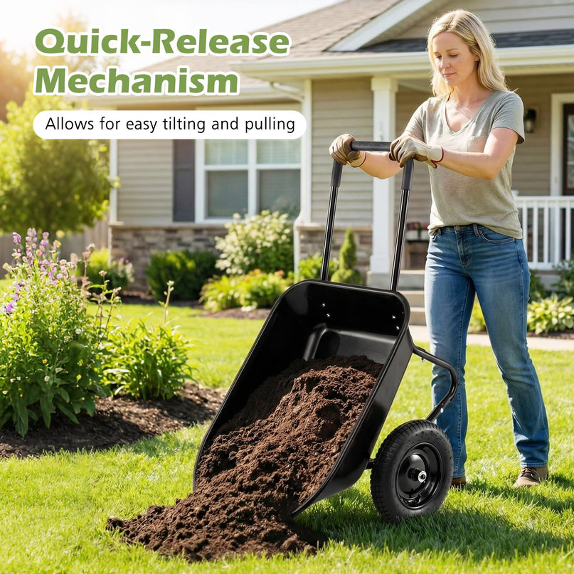 Giantex Dual-Wheel Garden Cart  330LBS Heavy Duty Wheelbarrow