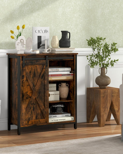Giantex Buffet Cabinet, Farmhouse Kitchen Sideboard with Sliding Barn Door & Adjustable Shelves