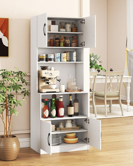 Giantex 66" Tall Farmhouse Kitchen Pantry Cabinet with Charging Station