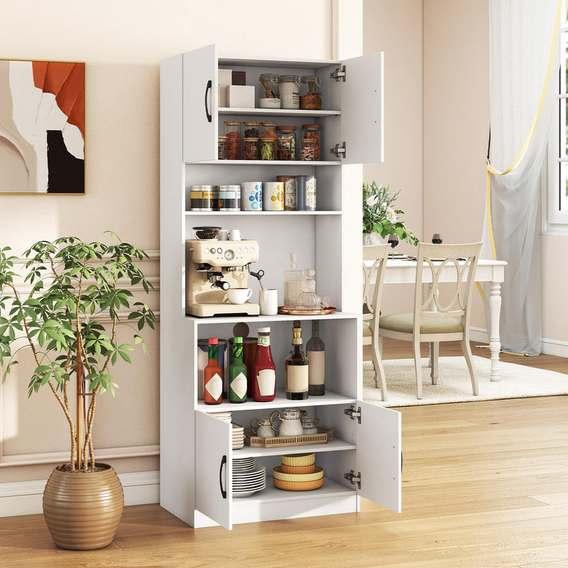 Meuble de rangement de cuisine de style campagnard Giantex de 168 cm avec station de recharge