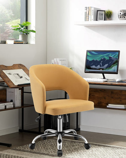 Giantex Home Office Desk Chair, Mid Back Swivel Chair with Hollow Design & Height Adjustable (Yellow)