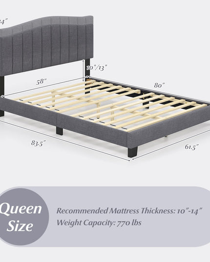 Giantex Queen Bed Frame with Adjustable Arch Tufted Headboard