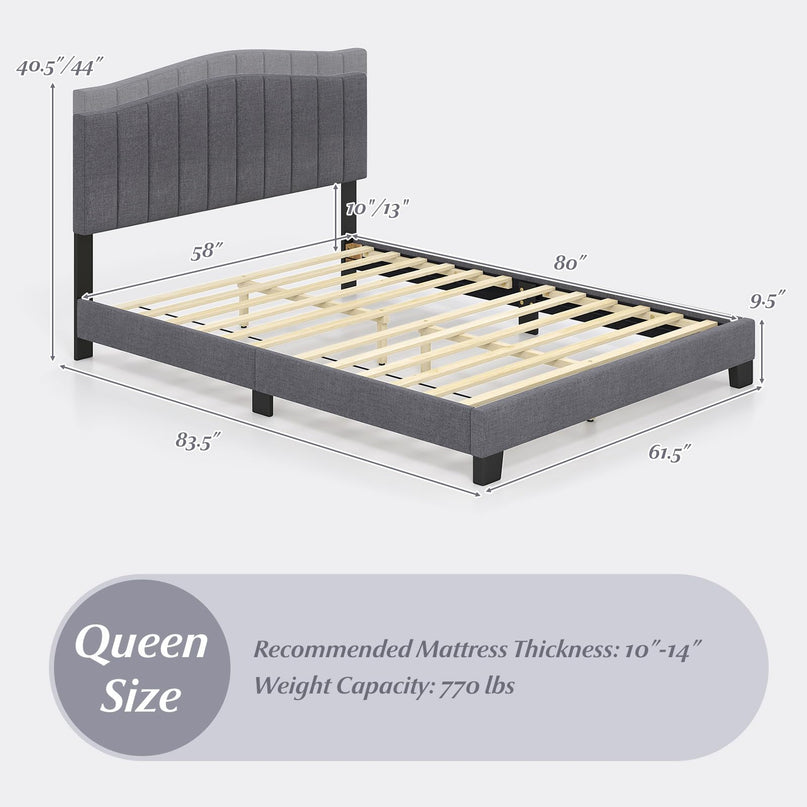 Giantex Queen Bed Frame with Adjustable Arch Tufted Headboard