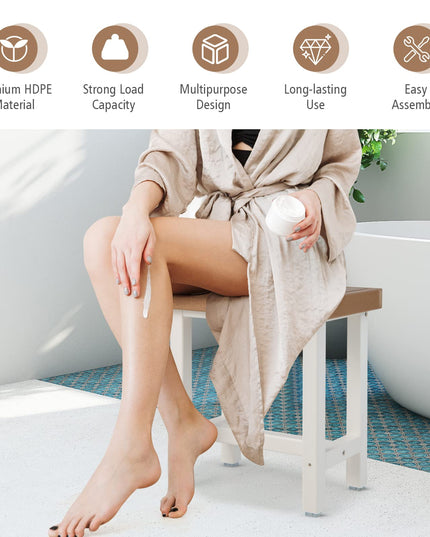 Giantex Shower Bench Waterproof HDPE - Shower Stool, Plastic Spa Bath Step Foot Rest for Bathroom