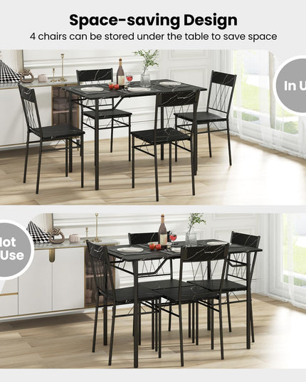 Giantex Dining Table Set for 4, 5-Piece Breakfast Nook with Kitchen Table, 4 Dining Chairs