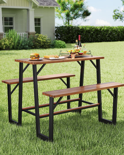 Giantex 4.5FT Picnic Table Bench Set for 4 for Porch Patio Lawn Garden