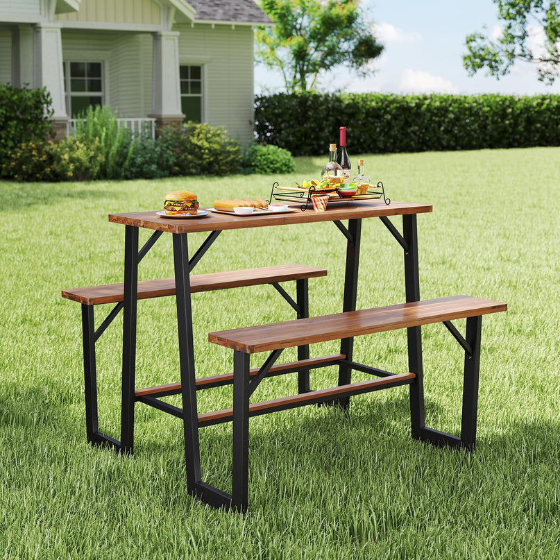 Giantex 4.5FT Picnic Table Bench Set for 4 for Porch Patio Lawn Garden