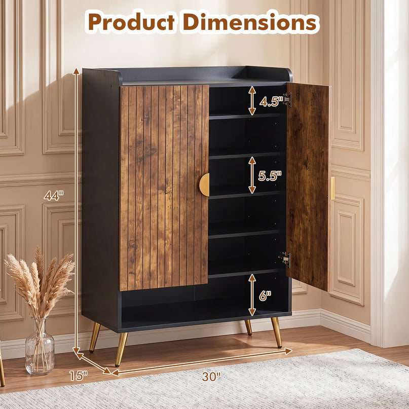 Giantex 7-Tier Wooden Shoe Storage Cabinet w/Door