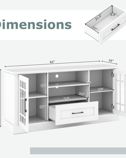 Meuble TV de ferme Giantex pour téléviseurs de 65/70 pouces | Meuble TV moderne pour salon