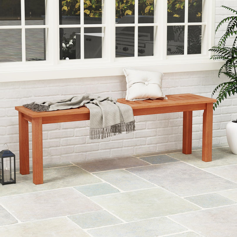 Giantex 47" Outdoor Bench with Slatted Seat 705Lbs Capacity Solid Wood Frame