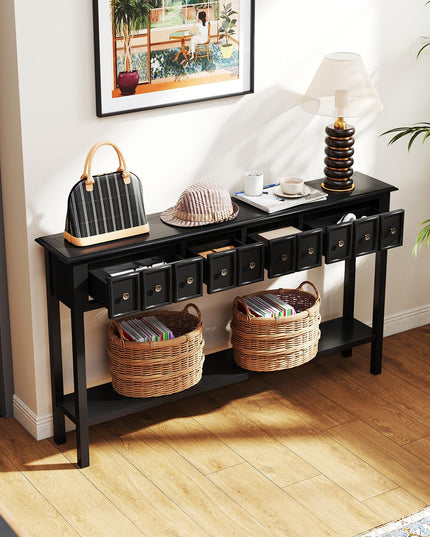 Giantex 60" Entryway Table with 4 Drawers and Open Storage Shelf