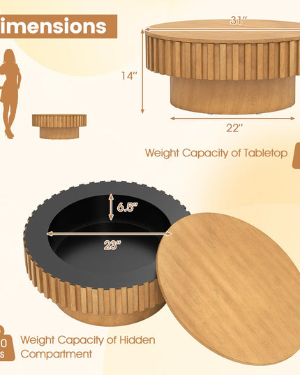 Table basse ronde Giantex avec rangement pour petits espaces de salon