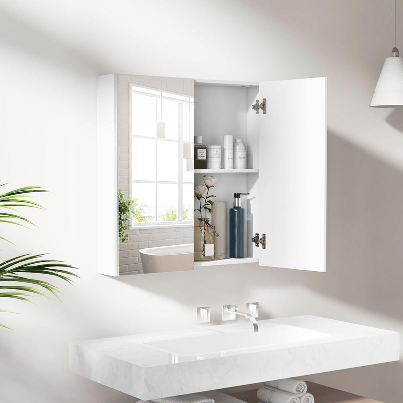 Giantex Medicine Cabinet, 24.5" x 25.5" Bathroom Wall Cabinet with 2 Mirror Door