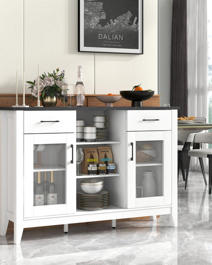 Giantex Sideboard Buffet Cabinet with 2 Drawers, Kitchen Storage Cabinet w/2 Doors, Open Compartments
