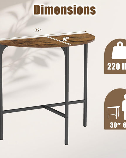 GIANTEX 32" Narrow Half Moon Console Table with Metal Frame & Anti-tip Kits
