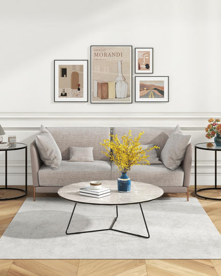 Giantex Round Side Table, Tempered Glass End Table with Metal Frame