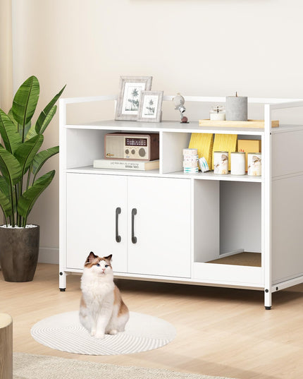 Giantex Cat Litter Box Enclosure Cat Washroom Hidden Furniture with Front Entry