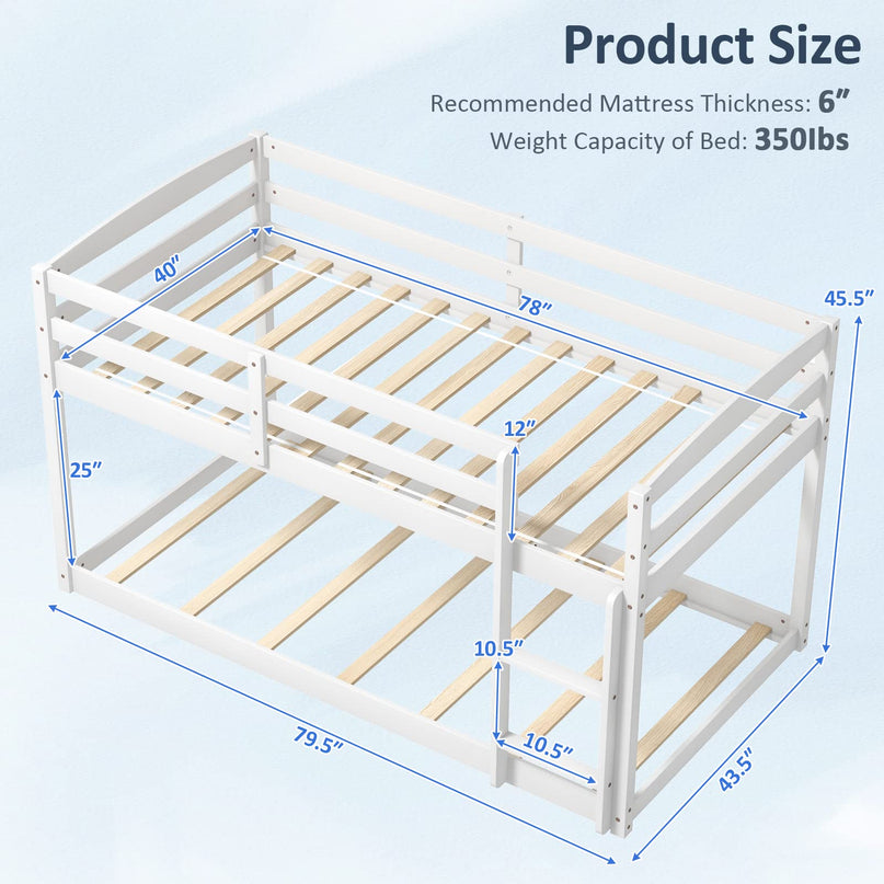 Giantex Solid Wood Twin Over Twin Bunk Bed Frame