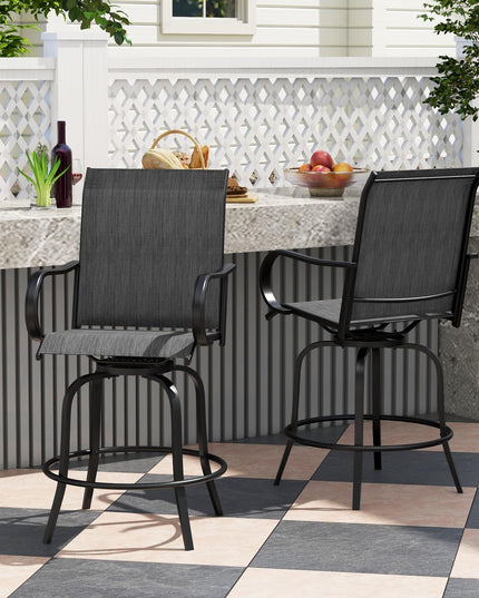 Giantex Swivel Outdoor Bar Stools, All-Weather Bar Height Patio Chairs
