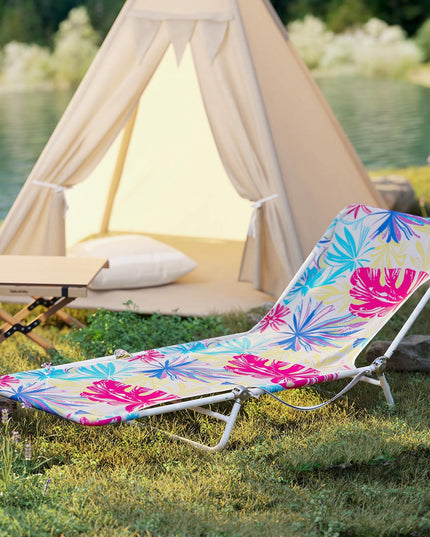 Chaise longue de patio Giantex colorée avec sangle de transport à 5 positions et cadre métallique