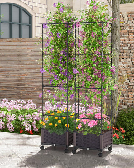 Giantex Raised Garden Bed with Tomato Cages, 67” Adjustable Height