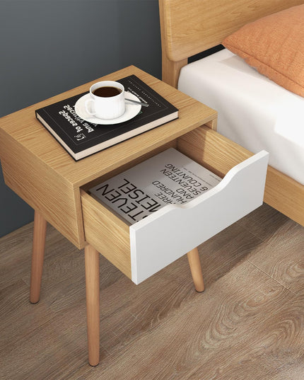 Giantex Mid Century Modern Nightstand, Wooden Bedside Table with Storage Drawer